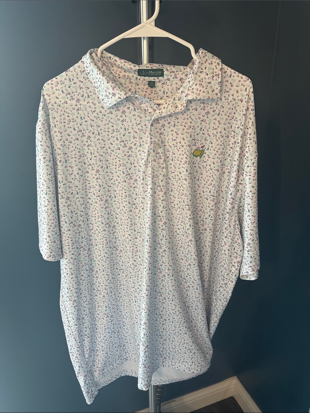 Peter Millar White Multi-Color Floral Polo with Masters logo